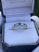 9ct Y/Gold Sapphire & Diamond 5 Stone Ring, Size N, Elegant! Boxed RRP £1000