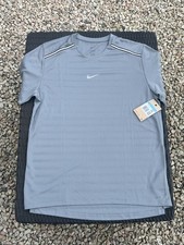 Nike Centre Logo Miler Running Top - Size Medium - Grey - IF9665-065