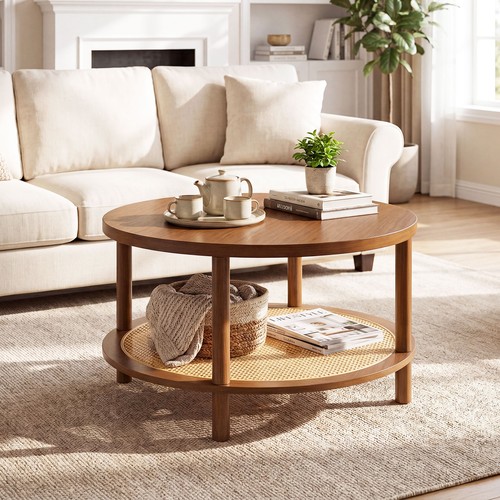 Round boho accent table - boho,