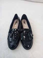 ❤️ Primark Black Patent Leather Loafer Style Shoes Size 5 Bnwot