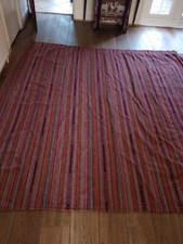 VINTAGE TRIBAL BEDOUINE HAND MADE MULTICOLOR WOOL KILIM/CURTAIN W 2.37 x L 2.32