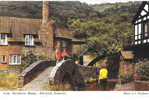 Postcard allerford view of - allerford,