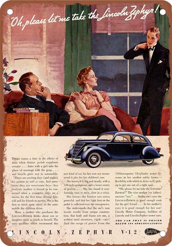 Metal sign 1937 lincoln - metal,