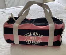 Classic Jack Wills gym bag, navy and pink stripe