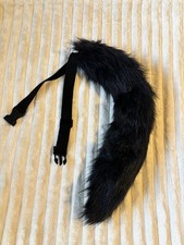 Black FURY animal Dress Up Clip On Tail Fancy Dress Cos Play Costume