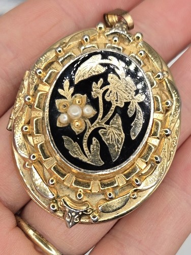 Vintage damascene locket - vintage,