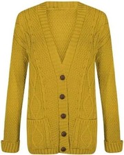 New Chunky Knit Cardigan for Women Long Sleeve Grandad Coat Open Front Sweater