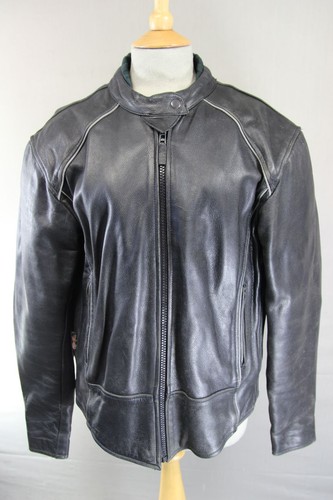 Jts black leather biker jacket - black,