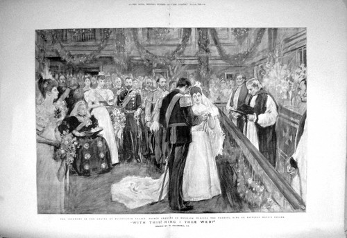 Old antique print - old, wedding