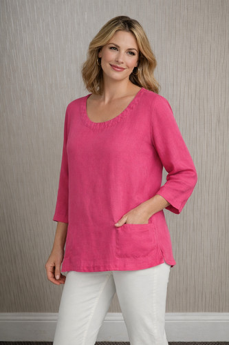 Sahara pink linen tunic - sahara,