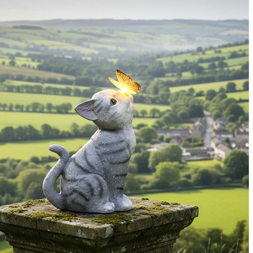 Cute cat figurine butterfly - cute,