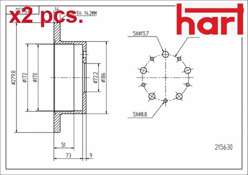 Pcs rear brake disc set - x2,