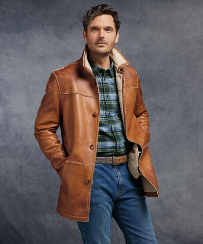 Shearling coat men - coat, real