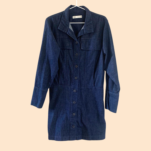 Zara mini denim dress with - denim,