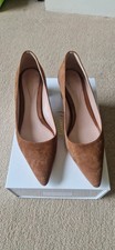 Emmy London Josie Low-Block Heel Point-Toe Slip-On Court Shoes, Size 6, Saddle