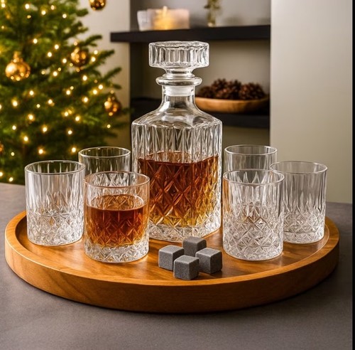 Piece whiskey decanter set - whiskey,