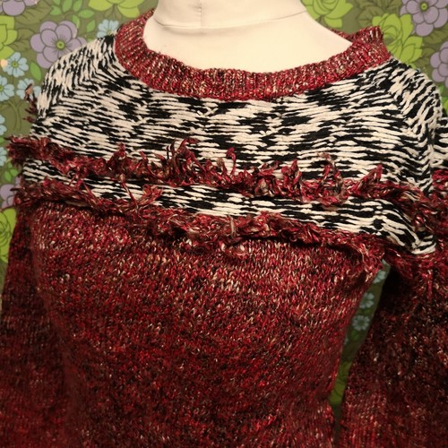 Ladies burgundy red - red, knitted