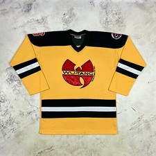 Wu Wear Wu-Tang Clan Yellow Hockey Jersey Size Medium M 22.5” PTP Vintage 1996