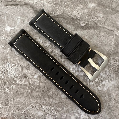 Black nubuck leather watch - leather,