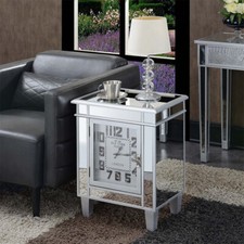Silver mirrored glass - silver, bedside