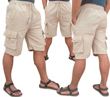 Men's Organic Hemp Flax Linen Cargo pocket Boho Casual Shorts half pants