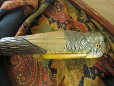 Rare Vintage Umbrella Wooden Handle Parrot Fabric Gold Thread Epok1920 Cane