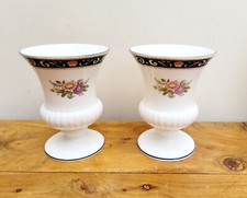 Wedgwood Runnymede Pair of Campana Urn Vases, Bone China Made in England