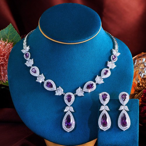 Creative purple dangle drop - cz,