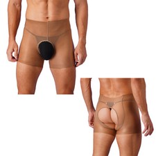 Men's Shorts Nightclub Boxer Briefs Open Crotch Underpants Sheer Underwear Tanga