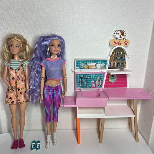 Two barbie dolls - a, kitchen
