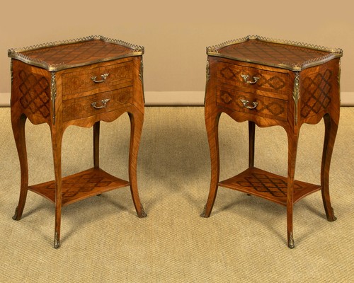 Pair parquetry side tables - of,