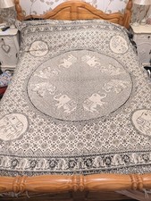 Double Bedspread Elephant Mandala Throw ivory Black embroidered Exotic unique