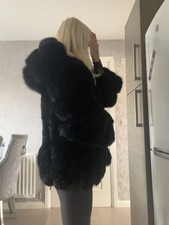 Vintage Fox Fur Hooded Black