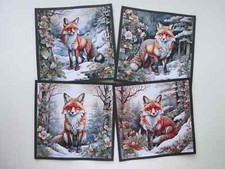 NEW ==4 x WHIMSICAL FANTASY FLOWER GARDEN WITH A RAINBOW Hand Made Card  Toppers