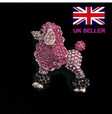 Rhinestone Brooch Dog Poodle  PInk UK Seller