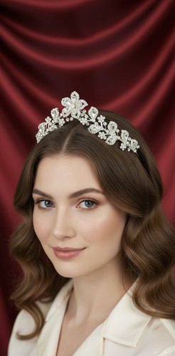 Tiara silver floral - tiara,