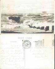Rough Seas at Cleveleys The Advance Series 1940 postmark Seascape Landscapes
