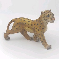 Vintage Pottery Cheetah Figurine 23cm Length Stamped Foreign To Foot