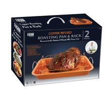 Copper Non Stick Roasting Pan & Rack for Lamb Fish Chicken Ham Turkey Duck Beef