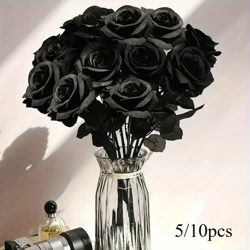 10pcs black artificial roses - artificial,