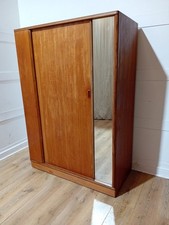 RETRO TEAK AUSTINSUITE TAMBOUR DOOR DOUBLE WARDROBE VINTAGE HANGING WARDROBE