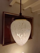 Vintage Mid Century Murano Glass Pendant Ceiling Light Opalescent 70's Acorn