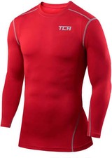 TCA Pro Performance Mens Compression Top Red Long Sleeve Running Base Layer Run