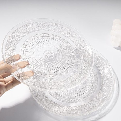 Embossed glass side plates set - embossed,