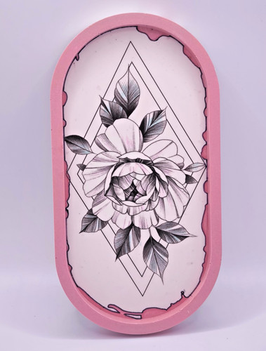 Pink jesmonite trinket tray - pink,