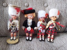 VINTAGE SCOTTISH PIPER DOLLS  x 4 approx 6.5" in height
