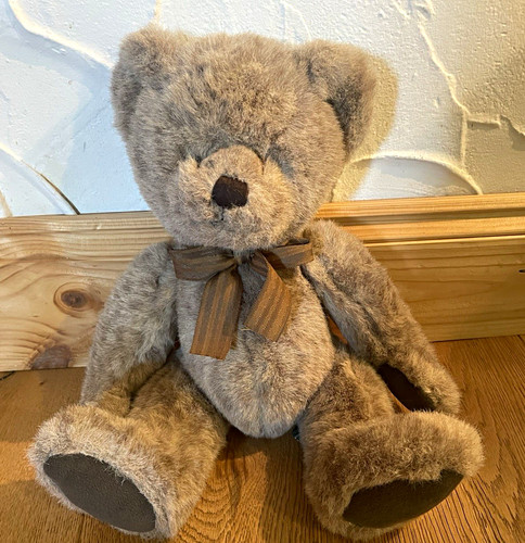 Grey plush teddy - grey, soft