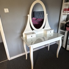 IKEA Hemnes Dressing Table – With Glass Top, Drawer and Mirror
