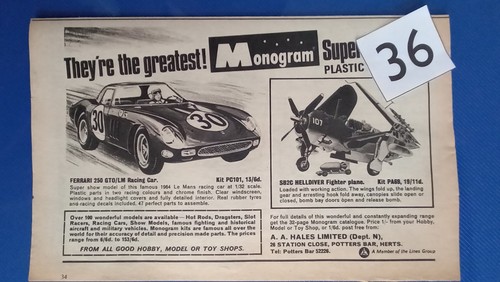 Monogram model kit advert - monogram, 1966