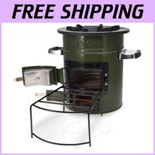 Compact Camping Stove with Silicone Handles - Military Green